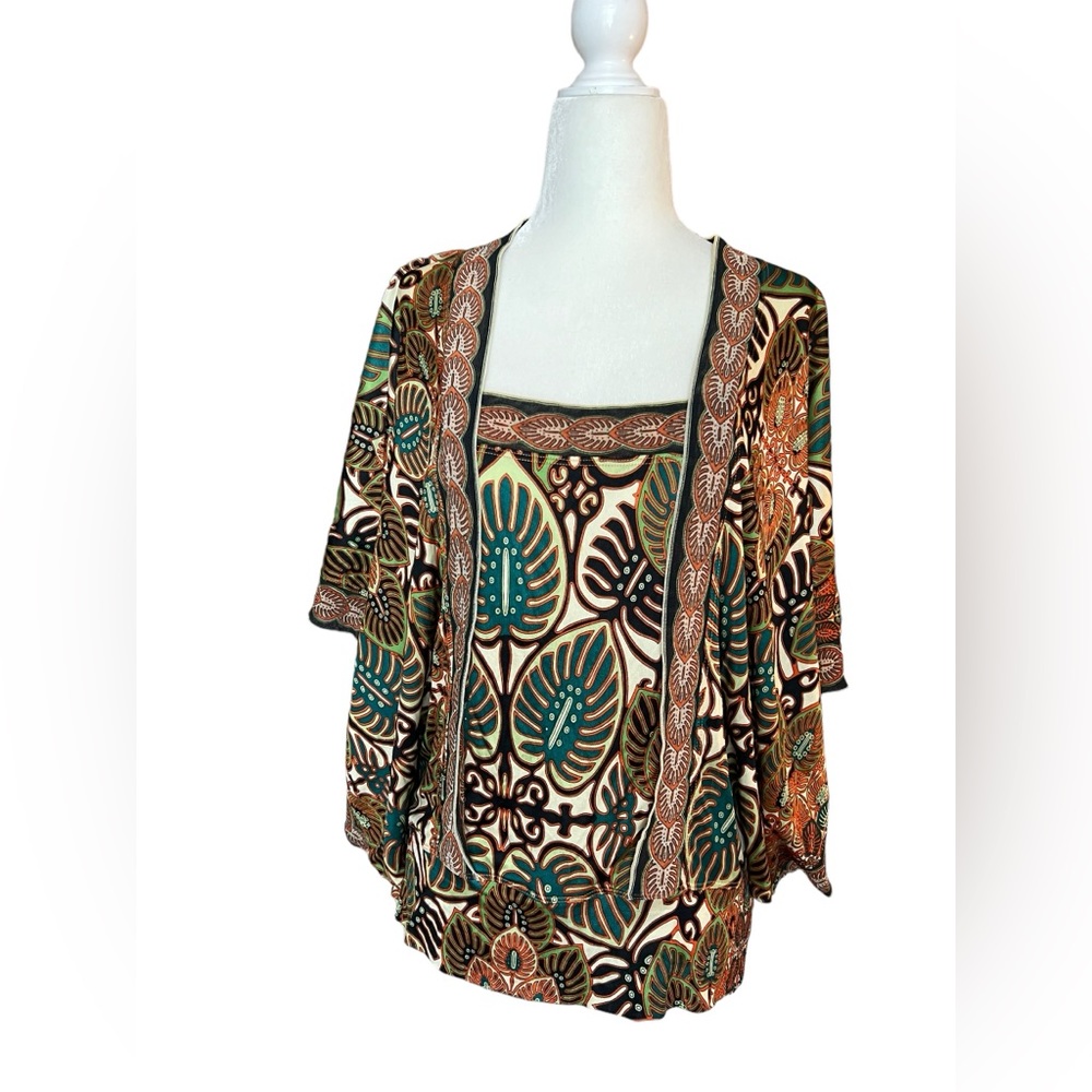 Jean Paul Gaultier Soleil Large Vintage‎ Orange Leaf Print Top Rare Designer